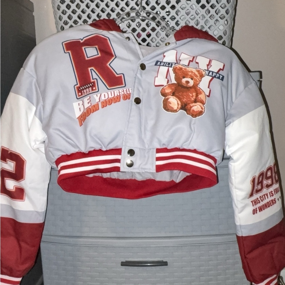 Red and white varsity Jacket